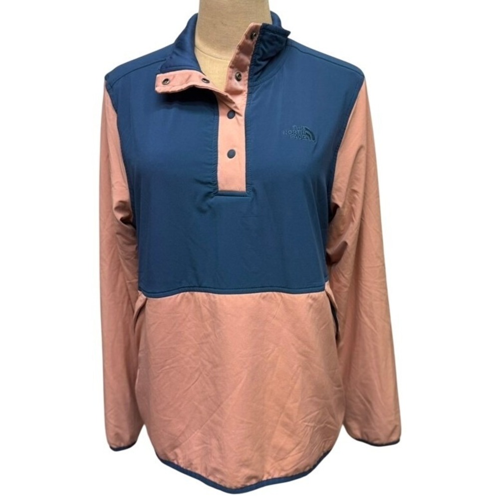 The North Face Women Colorblock Snap Neck Fleece Pullover Jacket